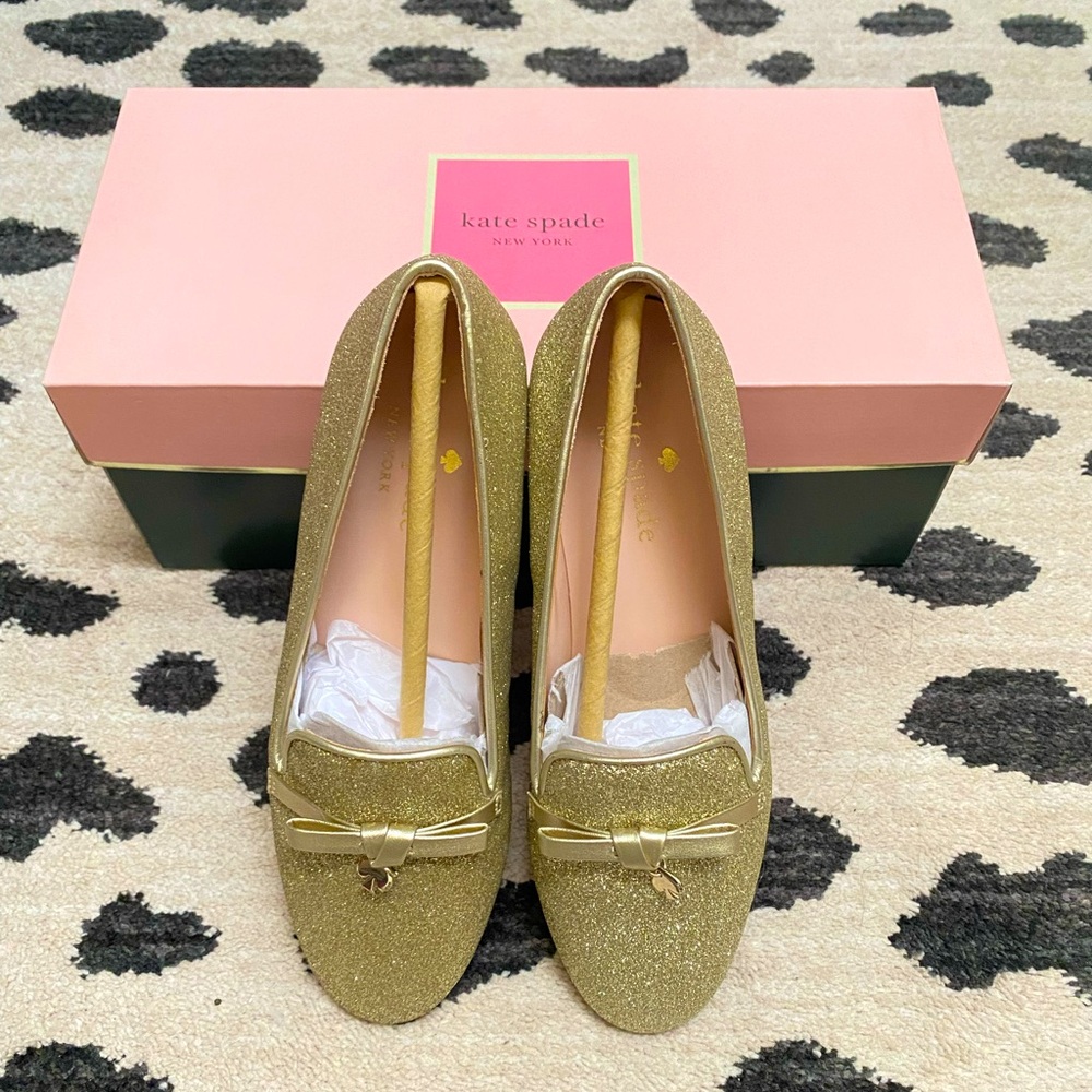 Kate Spade Georgia glitter loafer gold